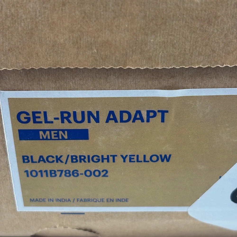 ASICS Gel-Run Adapt Men 9.5 Black Bright Yellow 1011B786-002 Running Sneakers